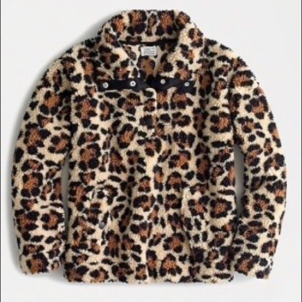 J. Crew Leopard Print Sherpa Fleece. Size S. NWT